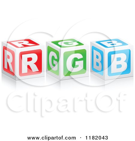 Clipart of 3d Red Green and Blue RGB Cubes - Royalty Free Vector Illustration by Andrei Marincas