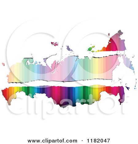 Clipart of a Colorful Russian Map with Torn Faded Copyspace - Royalty Free Vector Illustration by Andrei Marincas