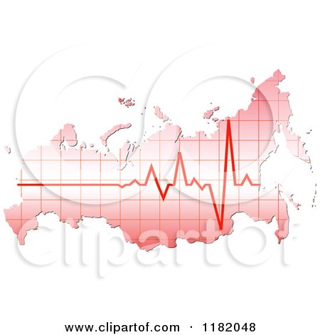 Clipart of a Heart Beat Russian Map - Royalty Free Vector Illustration by Andrei Marincas