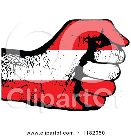 Clipart of a Fisted Austrian Flag Hand - Royalty Free Vector Illustration by Andrei Marincas
