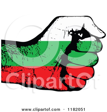 Clipart of a Fisted Bulgarian Flag Hand - Royalty Free Vector Illustration by Andrei Marincas