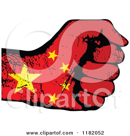 Clipart of a Fisted Chinese Flag Hand - Royalty Free Vector Illustration by Andrei Marincas