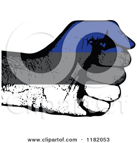 Clipart of a Fisted Estonian Flag Hand - Royalty Free Vector Illustration by Andrei Marincas