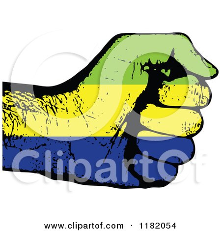 Clipart of a Fisted Gabon Flag Hand - Royalty Free Vector Illustration by Andrei Marincas