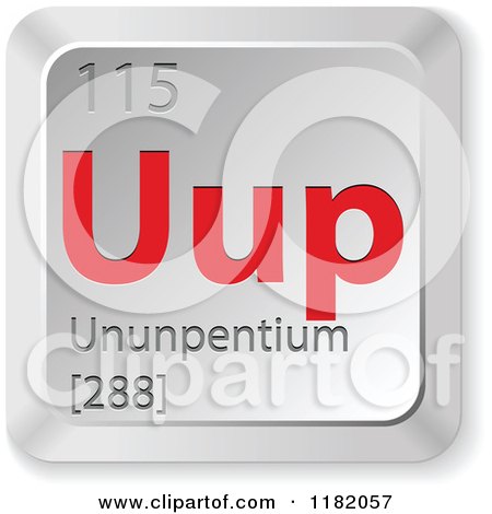 Clipart of a 3d Red and Silver Ununpentium Chemical Element Keyboard Button - Royalty Free Vector Illustration by Andrei Marincas