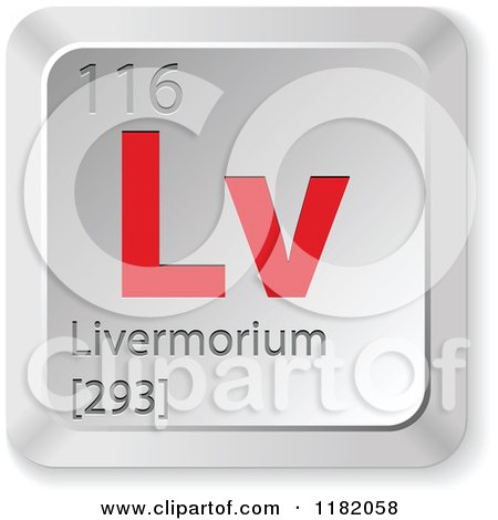 Clipart of a 3d Red and Silver Livermorium Chemical Element Keyboard Button - Royalty Free Vector Illustration by Andrei Marincas