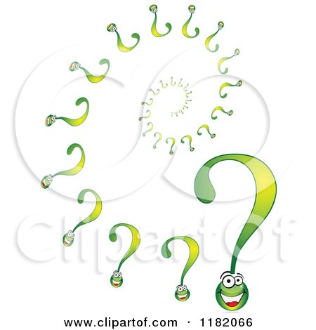 Clipart of a Spiral of Happy Green Question Marks - Royalty Free Vector Illustration by Andrei Marincas