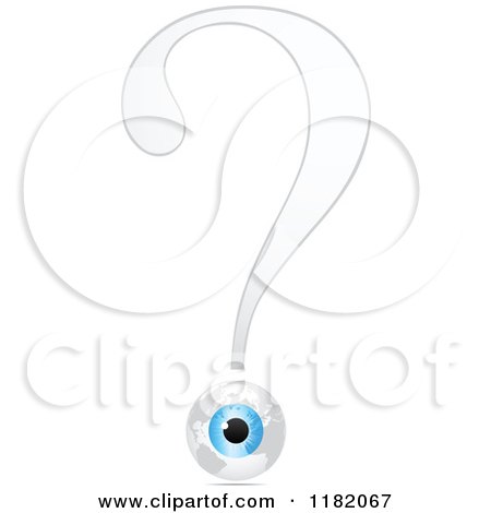 Clipart of a White Question Mark and Eyeball Globe - Royalty Free Vector Illustration by Andrei Marincas