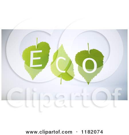 Clipart of 3d Green Leaves with ECO Cut out - Royalty Free CGI Illustration by Mopic