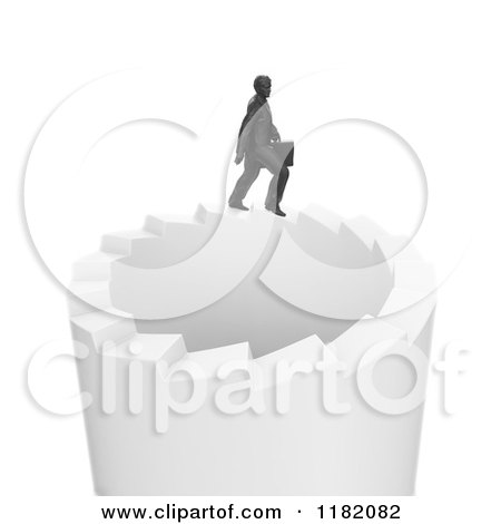 Clipart of a 3d Businessman Walking on a Circle of Endless Stairs - Royalty Free CGI Illustration by Mopic