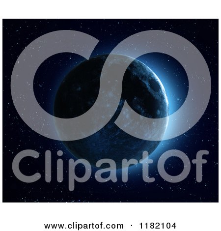 Clipart of a 3d Glowing Blue Moon - Royalty Free CGI Illustration by Mopic
