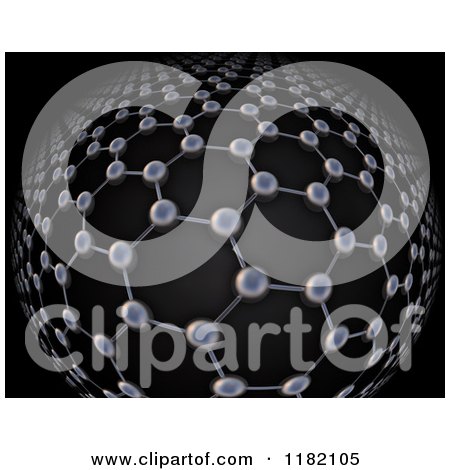 Clipart of a 3d Graphene Atomic Structure on Black - Royalty Free CGI Illustration by Mopic
