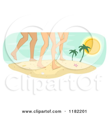 Cartoon of Legs of Diverse Women on a Beach - Royalty Free Vector Clipart by BNP Design Studio