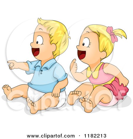 Cartoon of Toddler Children Laughing and Pointing - Royalty Free Vector Clipart by BNP Design Studio