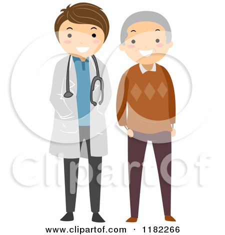 Cartoon of a Happy Elderly Man and His Doctor - Royalty Free Vector Clipart by BNP Design Studio