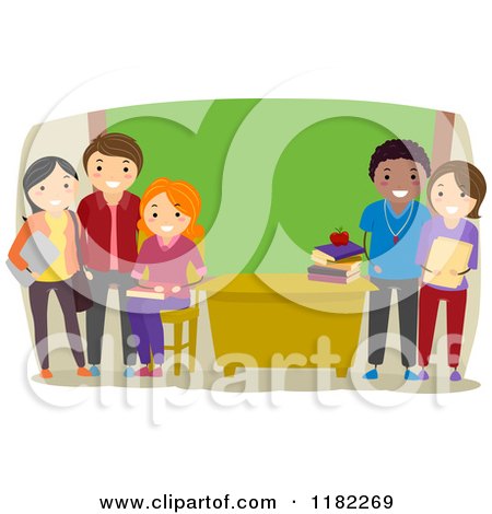 Cartoon of Diverse Teachers in a Class Room - Royalty Free Vector Clipart by BNP Design Studio