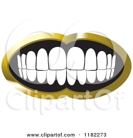 Clipart of a Human Teeth with a Gold Frame - Royalty Free Vector Illustration by Lal Perera