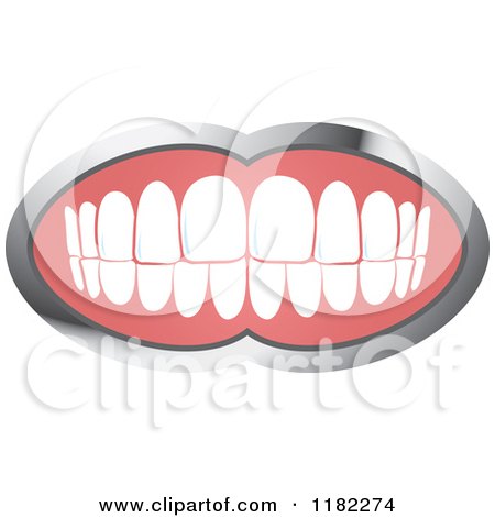 Clipart of a Human Teeth with a Silver Frame 2 - Royalty Free Vector Illustration by Lal Perera