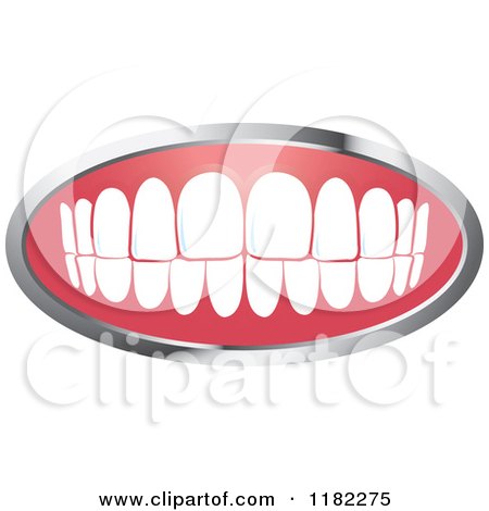 Clipart of a Human Teeth with a Silver Frame - Royalty Free Vector Illustration by Lal Perera