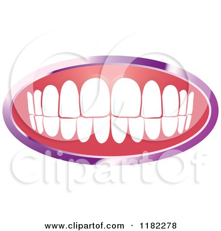 Clipart of a Human Teeth with a Purple Frame - Royalty Free Vector Illustration by Lal Perera