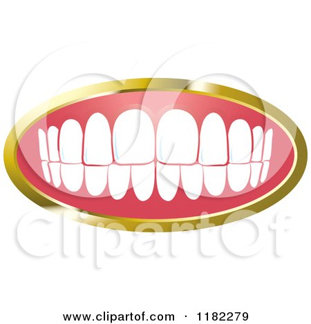 Clipart of a Human Teeth with a Gold Frame 2 - Royalty Free Vector Illustration by Lal Perera