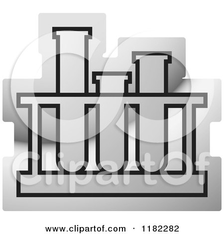 Clipart of a Silver Test Tube Rack Icon - Royalty Free Vector Illustration by Lal Perera