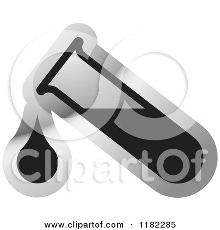 Clipart of a Black and Silver Test Tube Icon - Royalty Free Vector Illustration by Lal Perera