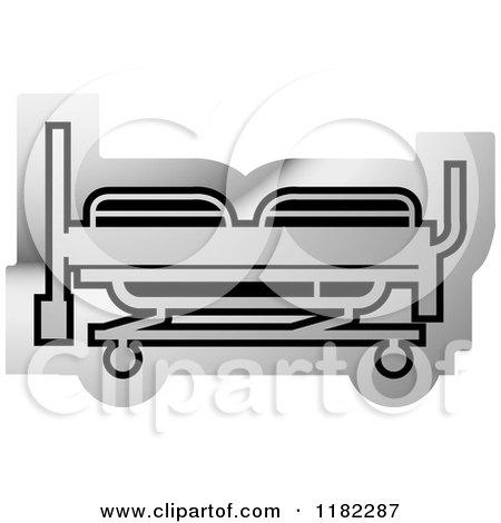Clipart of a Silver Hospital Bed Icon - Royalty Free Vector Illustration by Lal Perera