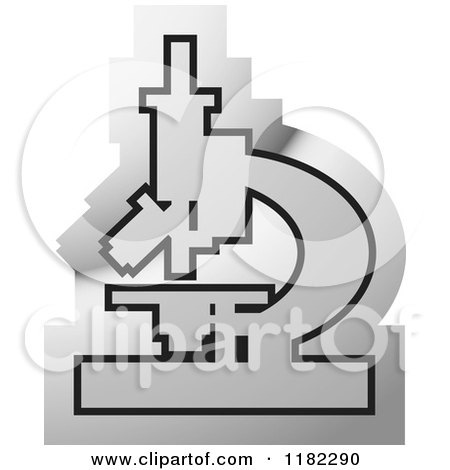 Clipart of a Silver Microscope Icon - Royalty Free Vector Illustration by Lal Perera