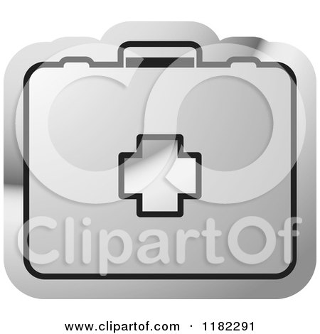 Clipart of a Silver First Aid Kit on a Icon - Royalty Free Vector Illustration by Lal Perera