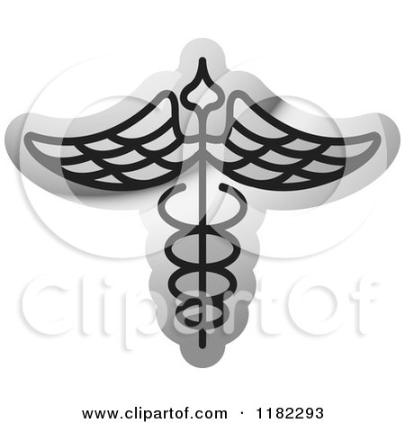 Clipart of a Silver Caduceus Icon - Royalty Free Vector Illustration by Lal Perera