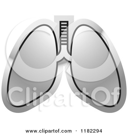 Clipart of a Black and Silver Lungs Icon - Royalty Free Vector Illustration by Lal Perera