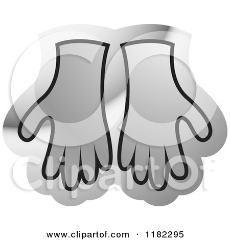 Clipart of a Black and Silver Gloves Icon - Royalty Free Vector Illustration by Lal Perera