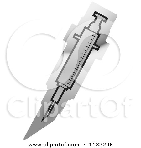 Clipart of a Silver and Black Syringe Icon - Royalty Free Vector Illustration by Lal Perera