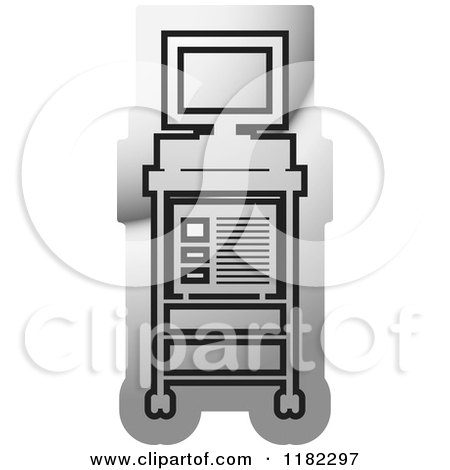 Clipart of a Black and Silver Diagnosis Monitor Icon - Royalty Free Vector Illustration by Lal Perera