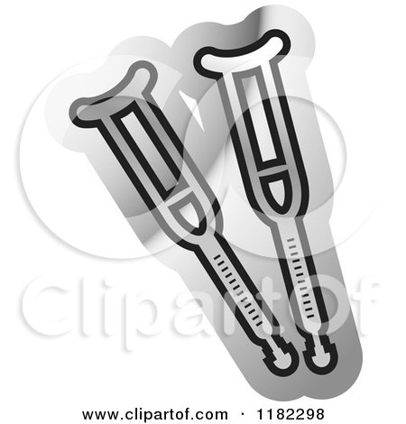 Clipart of a Crutches over Silver Icon - Royalty Free Vector Illustration by Lal Perera