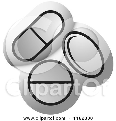 Clipart of Pills over Silver Icon - Royalty Free Vector Illustration by Lal Perera