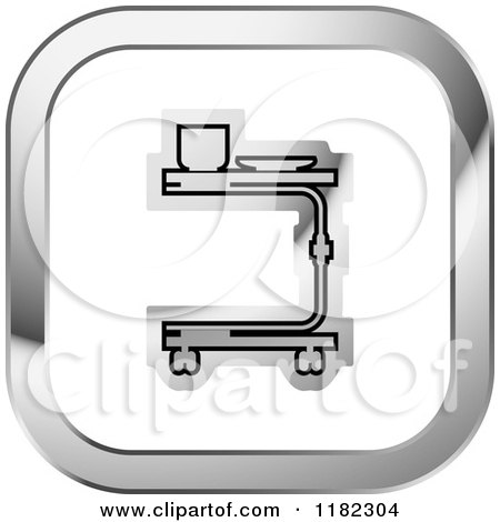 Clipart of a Medical Table on a Silver and White Icon - Royalty Free Vector Illustration by Lal Perera