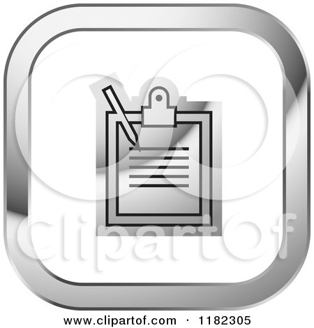 Clipart of a Medical Record on a Silver and White Icon - Royalty Free Vector Illustration by Lal Perera