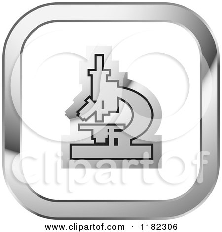 Clipart of a Microscope on a Silver and White Icon - Royalty Free Vector Illustration by Lal Perera