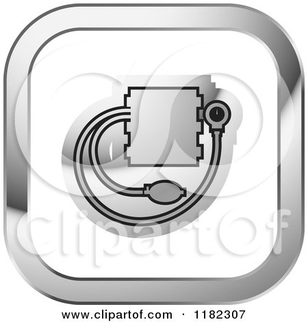 Clipart of a Silver and White Blood Pressure Monitor Icon - Royalty Free Vector Illustration by Lal Perera