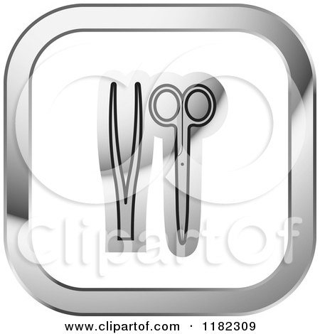 Clipart of Doctor Tools on a Silver and White Icon - Royalty Free Vector Illustration by Lal Perera