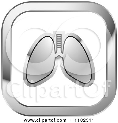 Clipart of Lungs on a Silver and White Icon - Royalty Free Vector Illustration by Lal Perera