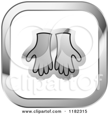 Clipart of Gloves on a Silver and White Icon - Royalty Free Vector Illustration by Lal Perera