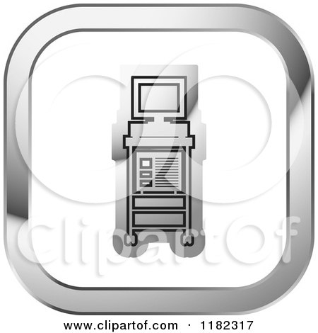 Clipart of a Diagnosis Monitor on a Silver and White Icon - Royalty Free Vector Illustration by Lal Perera