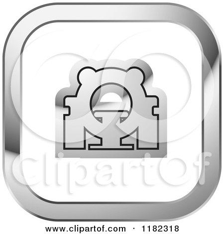 Clipart of a CAT Scan Machine on a Silver and White Icon - Royalty Free Vector Illustration by Lal Perera