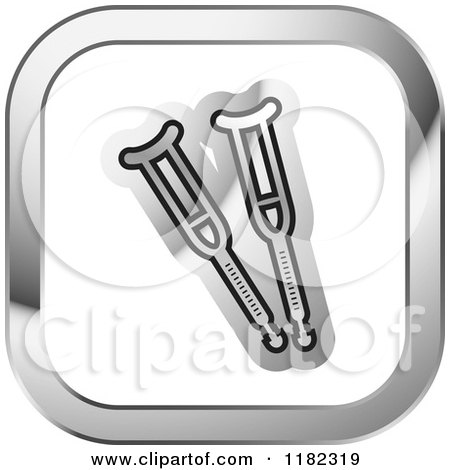 Clipart of Crutches on a Silver and White Icon - Royalty Free Vector Illustration by Lal Perera