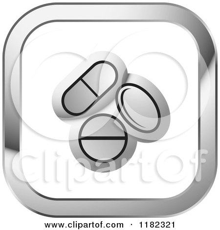 Clipart of a Silver and White Pills on Icon - Royalty Free Vector Illustration by Lal Perera