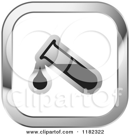 Clipart of a Test Tube on a Silver and White Icon - Royalty Free Vector Illustration by Lal Perera