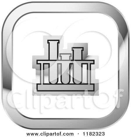 Clipart of a Test Tube Rack on a Silver and White Icon - Royalty Free Vector Illustration by Lal Perera